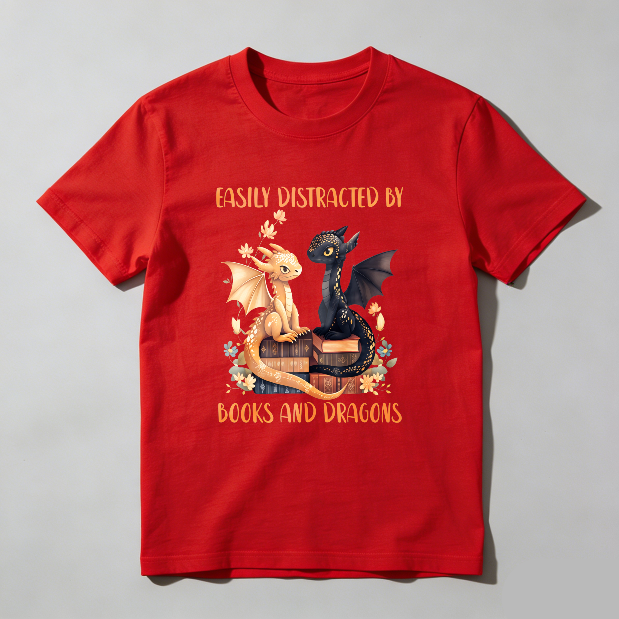 Wardrobecart Easily Distracted By Books And Dragons Tshirt