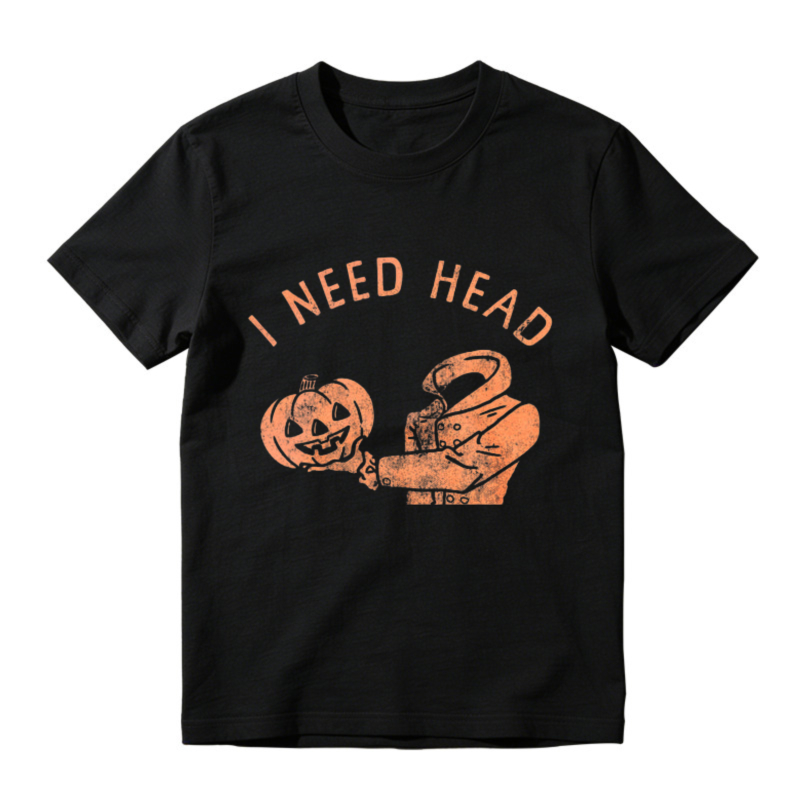 I Need Head Halloween Pumpkin Zombie Hand Graphic T-shirt