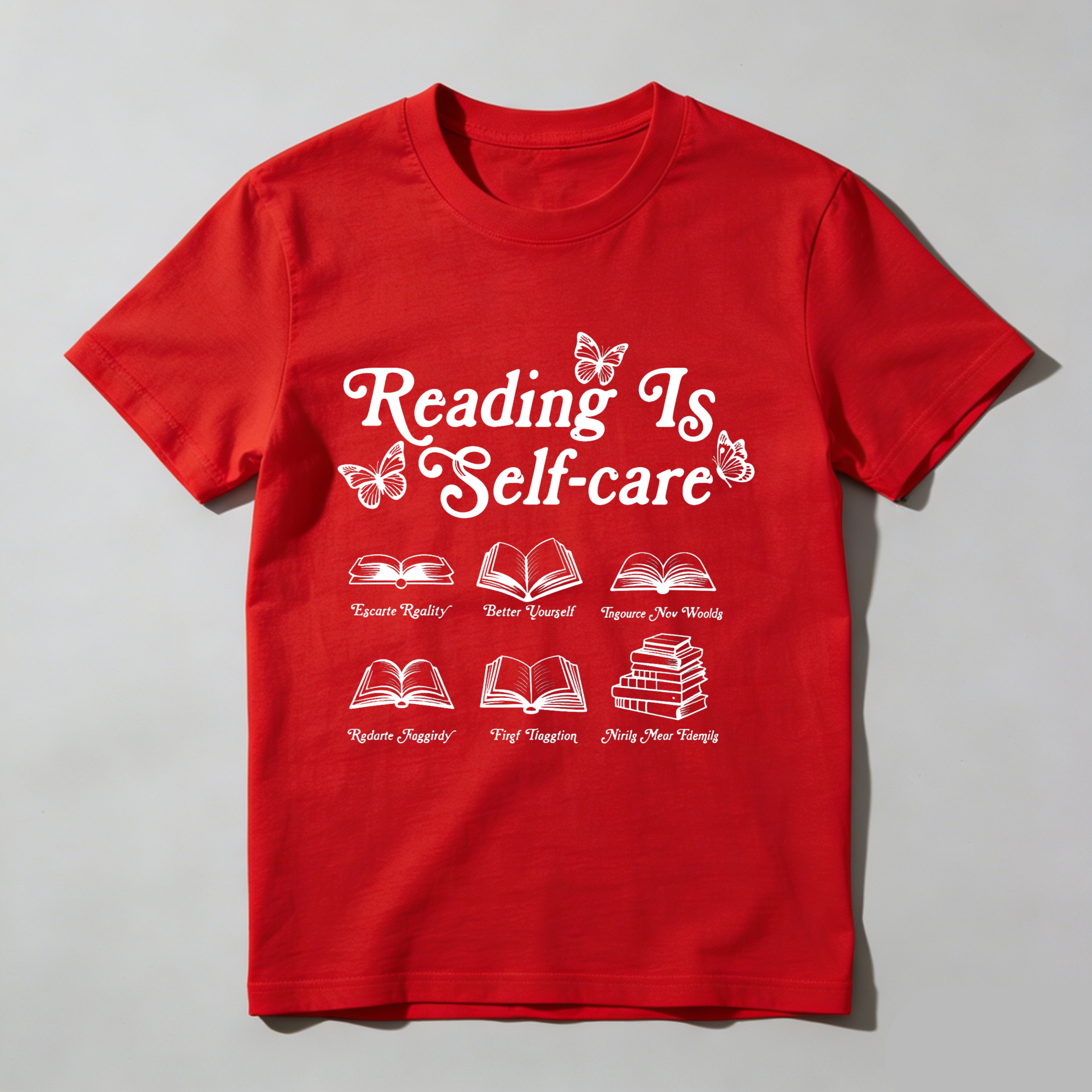Wardrobecart Reading Is Self Care With Books And Butterflies Tshirt