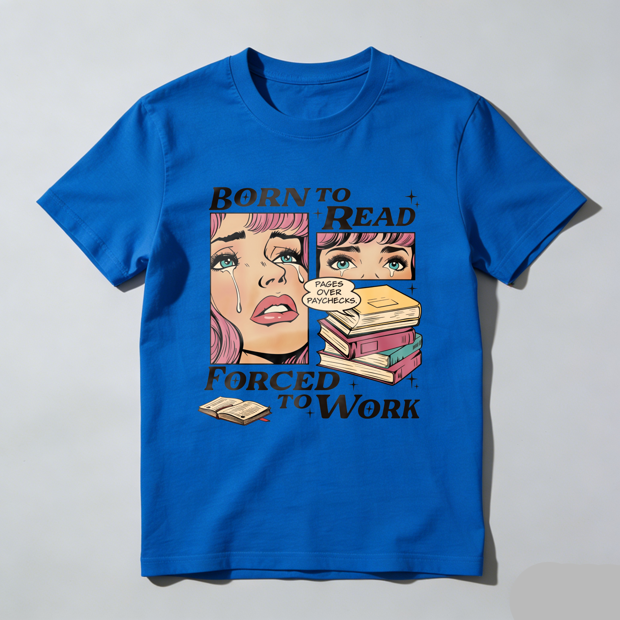 Wardrobecart Born To Read Forced To Work Tshirt(4)