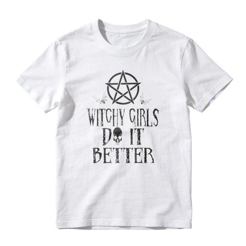 Witchy Girls Do It Better Pentagram Skull Graphic, Unisex Classic T-shirt