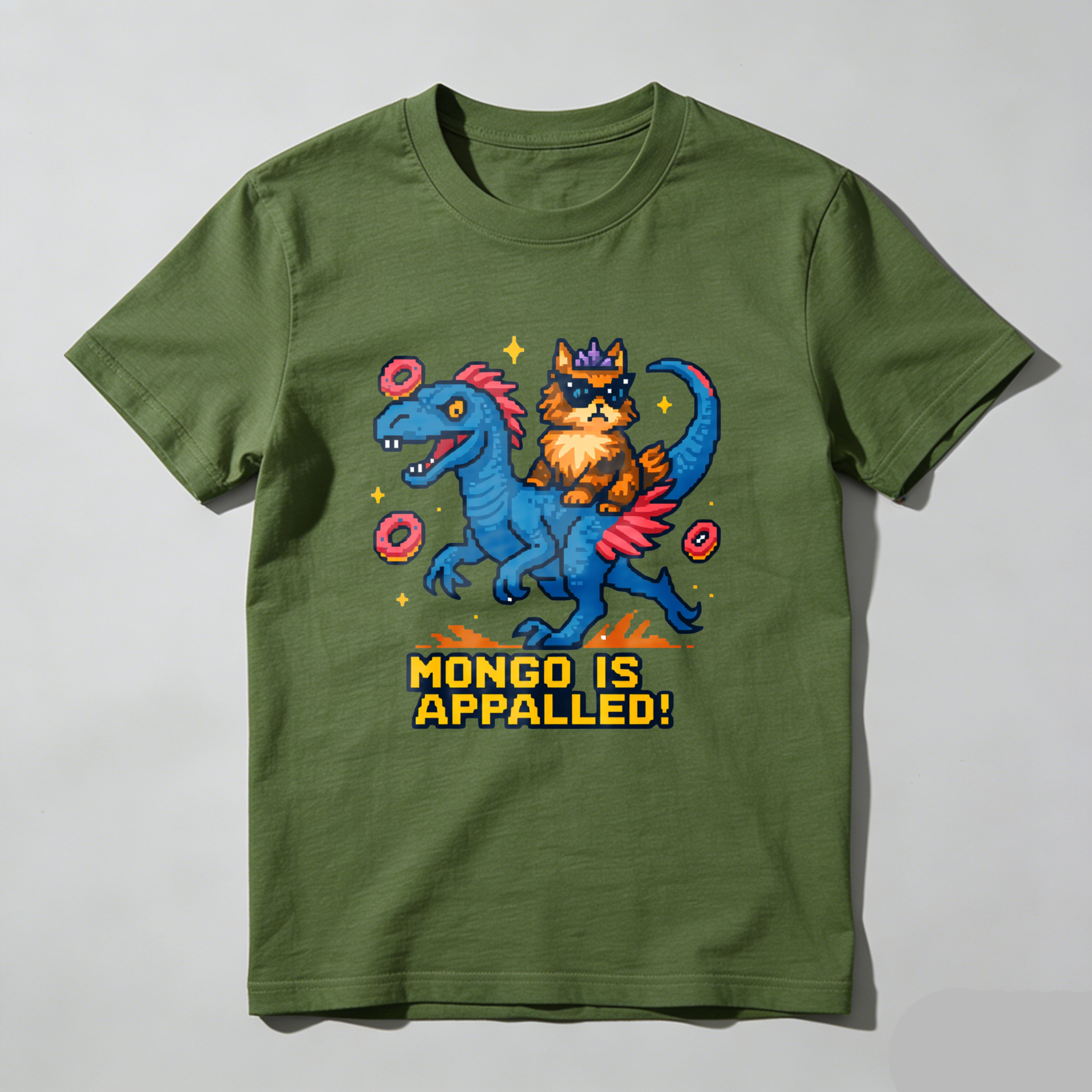 Wardrobecart Cat Riding Dragon With Donuts And Stars Tshirt