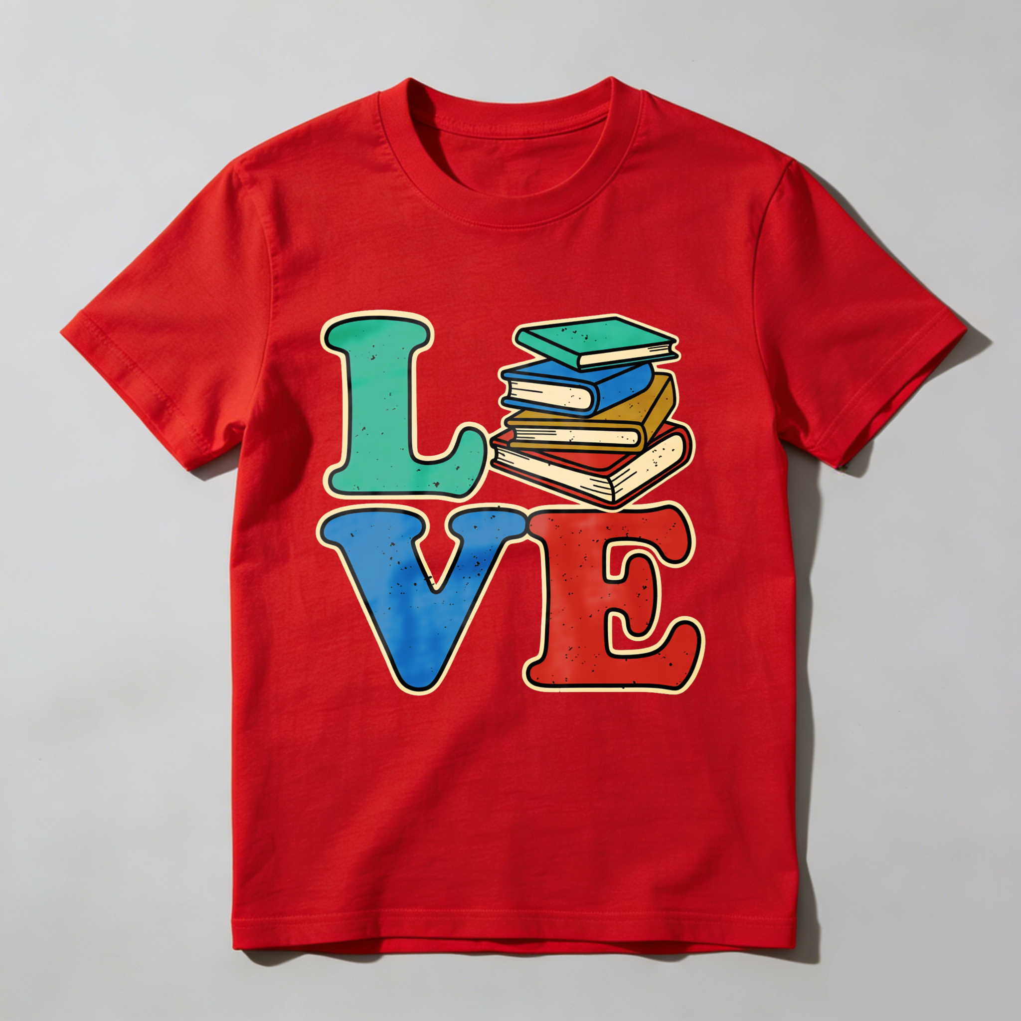 Wardrobecart Love Books Stack Design Print Tshirt