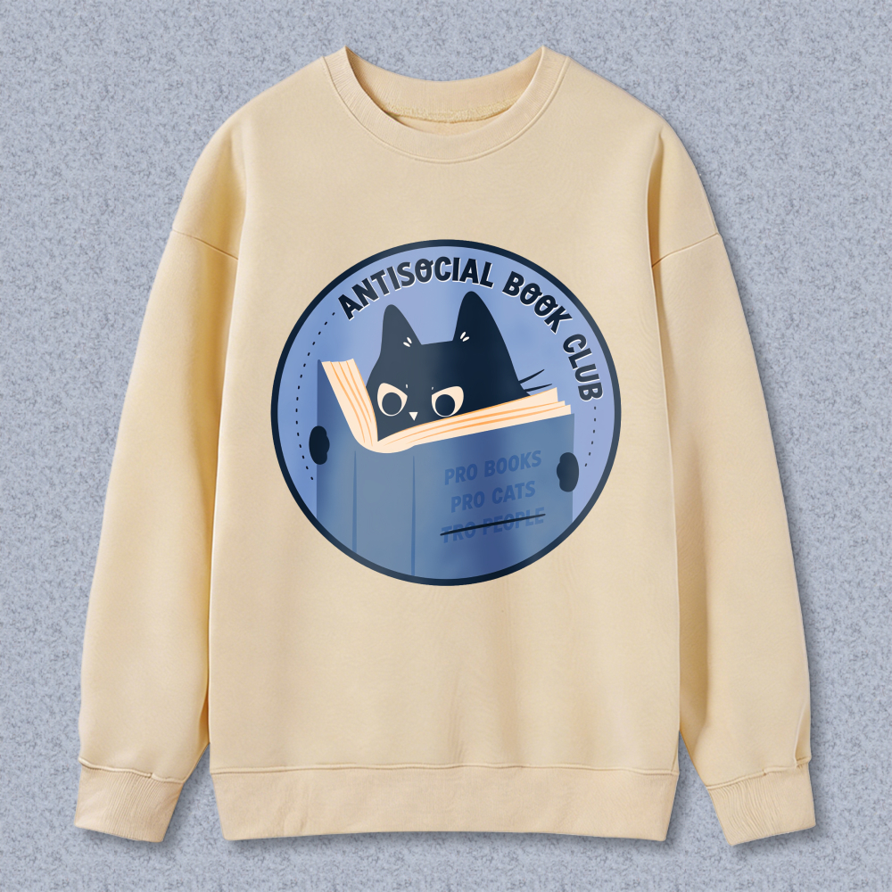 Wardrobecart Antisocial Book Club Cat Reading Book Pro Books Pro Cats Unisex Classic Sweatshirt