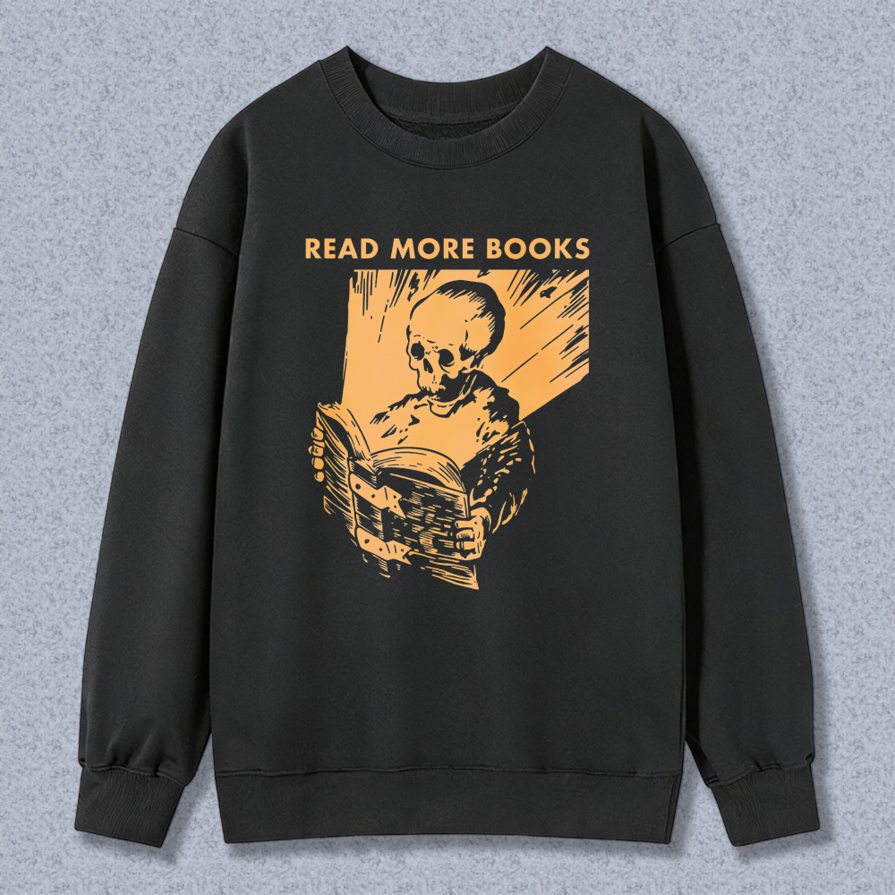 Wardrobecart Read More Books Skeleton Reading Book Pattern Unisex Classic Sweatshirt