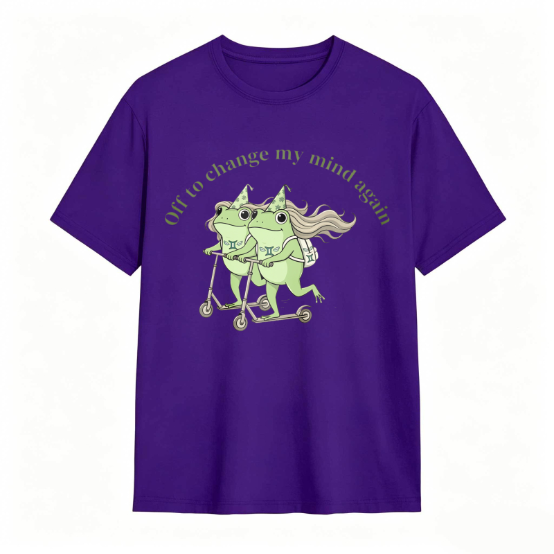 Frogs On Scooter With Text Off To Change My Mind Again Unisex Classic T-shirt