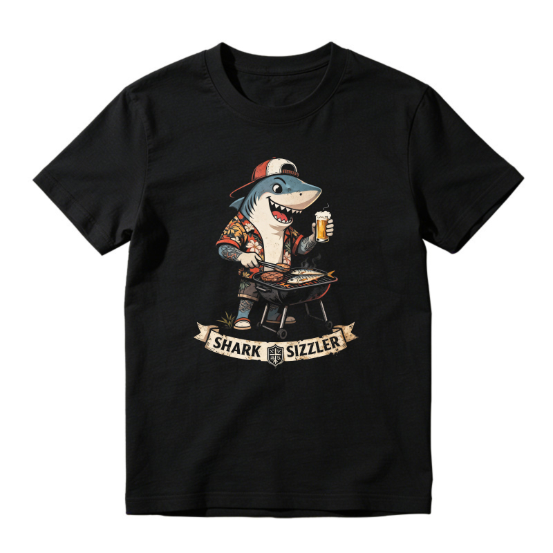 Shark Sizzling On Grill With Beer And Cap Unisex Classic T-shirt