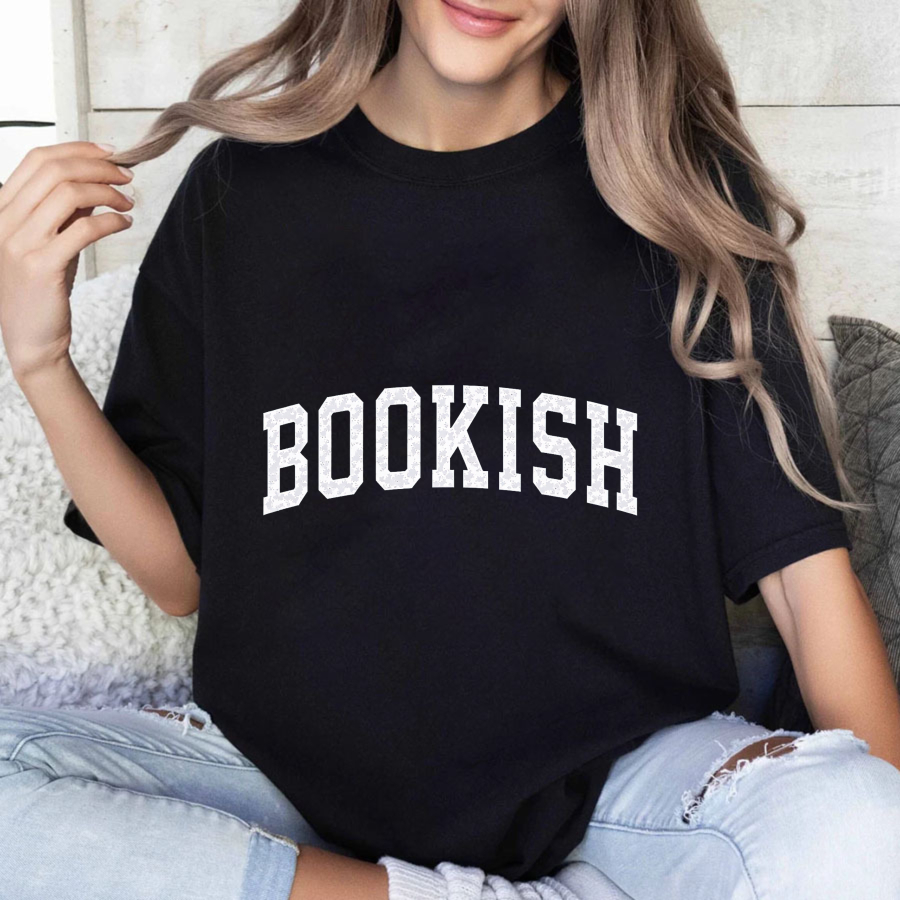 Wardrobecart Bookish White Text On Black Shirt Tshirt