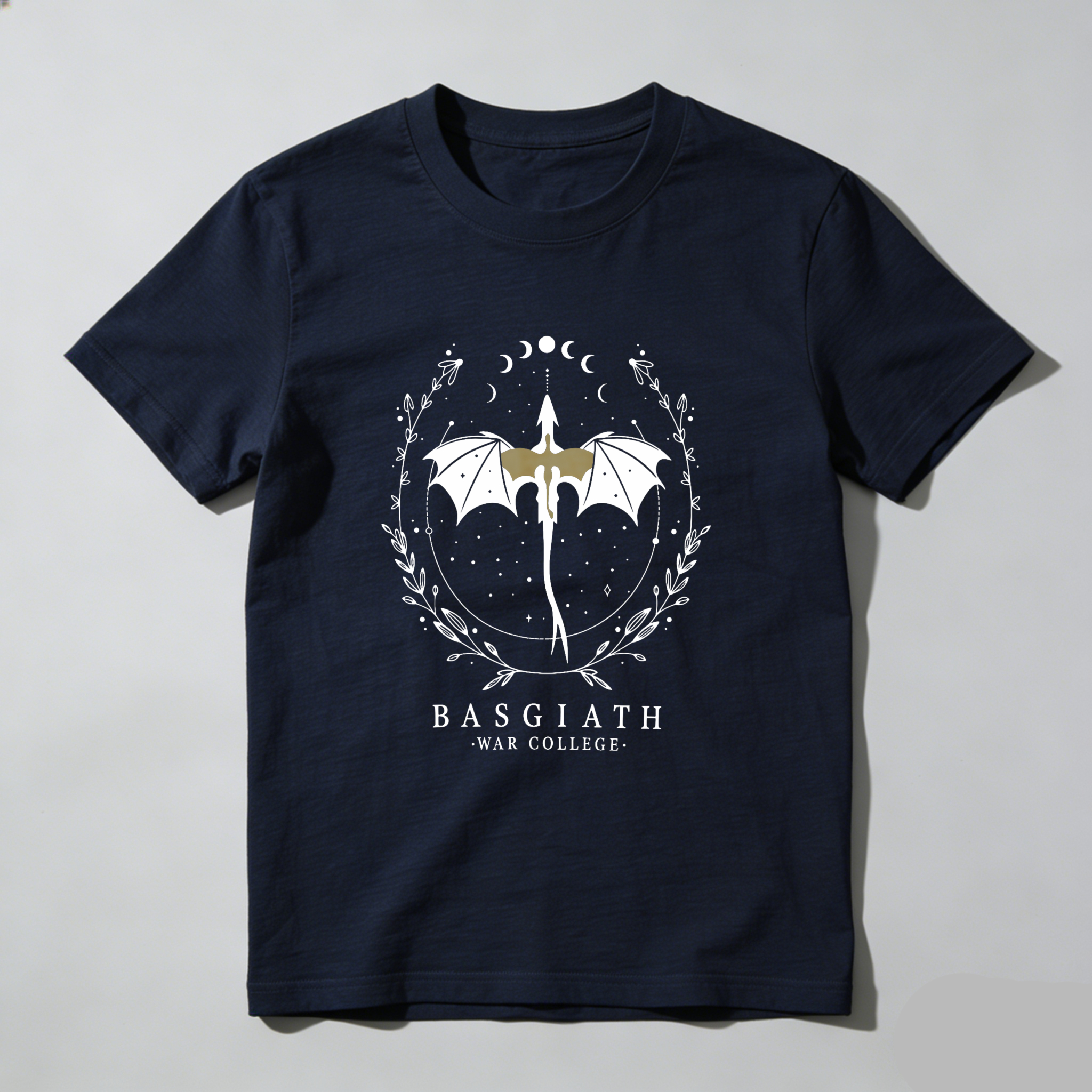 Wardrobecart Dragon Sword Moon Phases Wreath Stars Text Tshirt