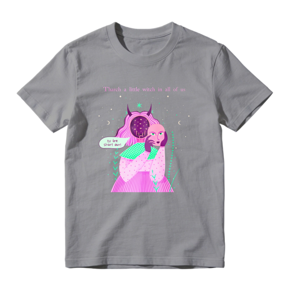 There Is A Little Witch In All Of Us, Pink Hair Girl With Crystal Ball And Stars Graphic, Unisex Classic T-shirt
