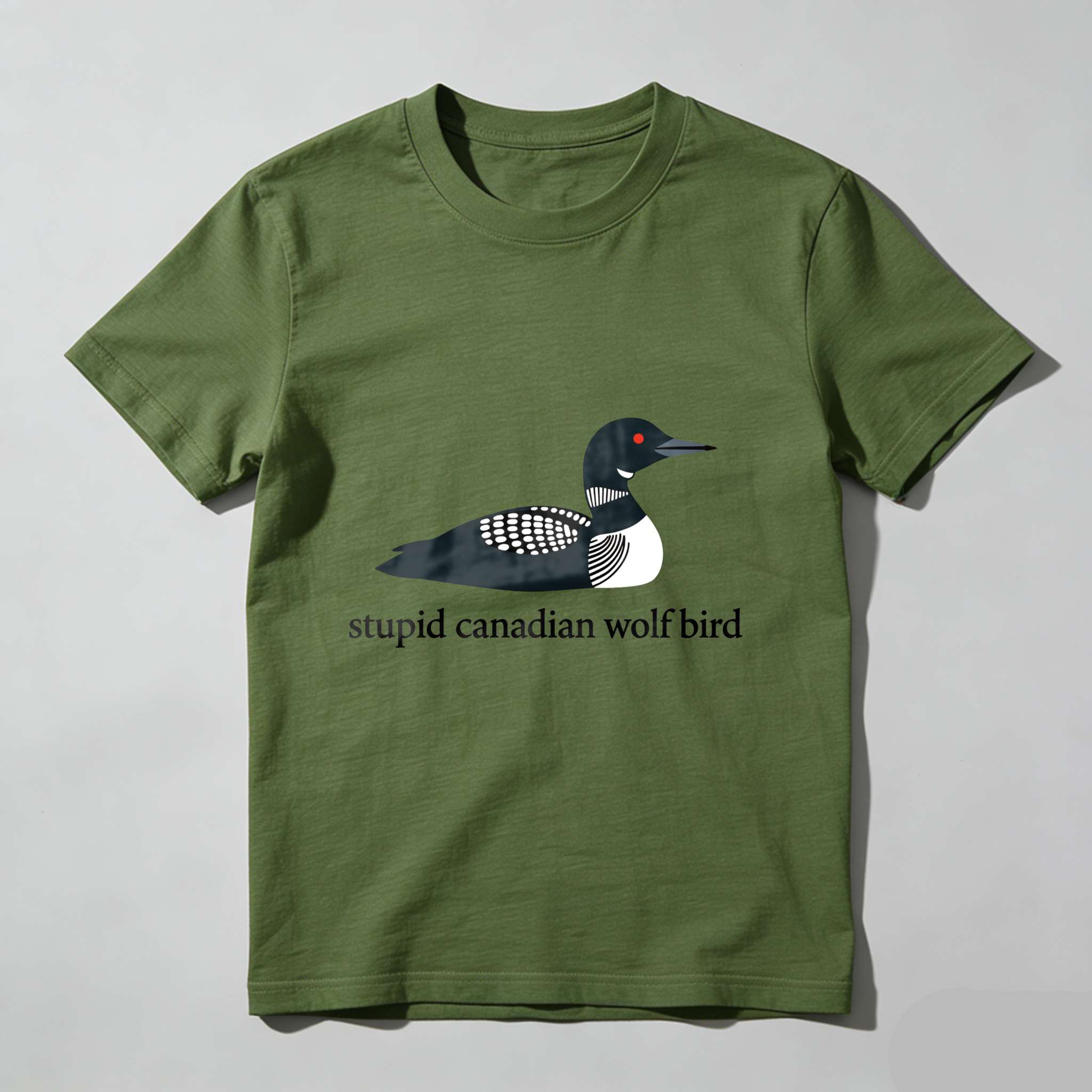 Wardrobecart Loon Bird With Checkered Wings And Red Eye Tshirt
