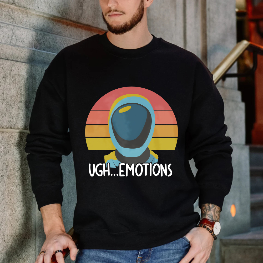 Wardrobecart Retro Astronaut With Sunset Background And Text Ugh Emotions Unisex Classic Sweatshirt
