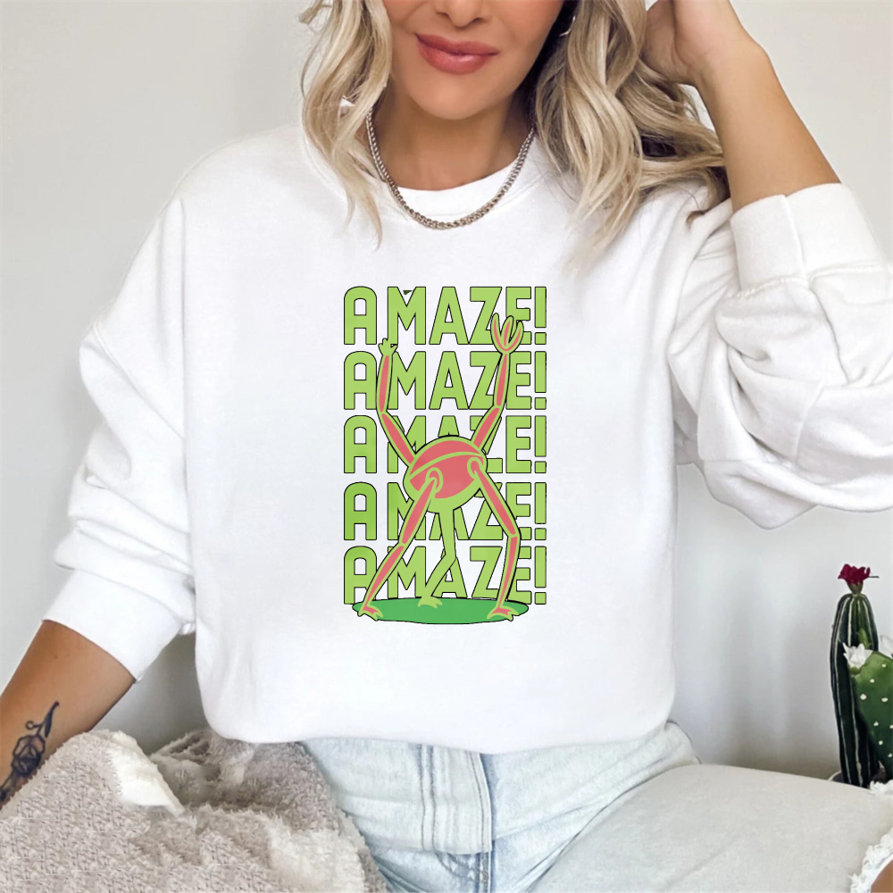 Wardrobecart Amaze Text And Frog Pattern Unisex Classic Sweatshirt