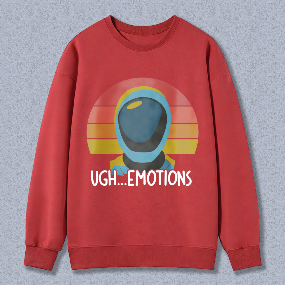 Wardrobecart Retro Astronaut With Sunset Background And Text Ugh Emotions Unisex Classic Sweatshirt