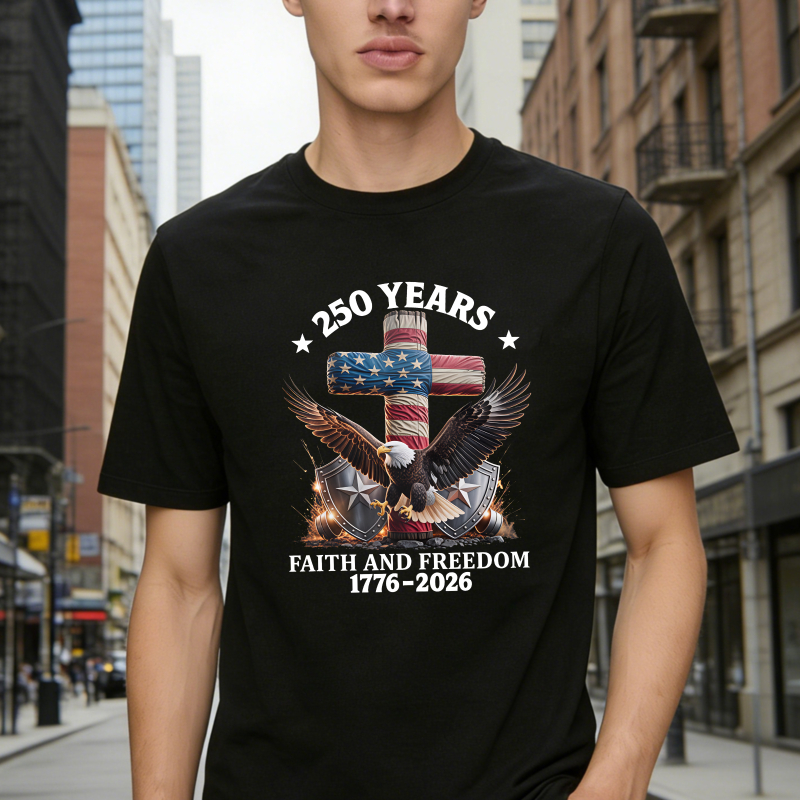 American Flag Cross Eagle Faith And Freedom 250 Years 1776 2026 Unisex Classic T-shirt