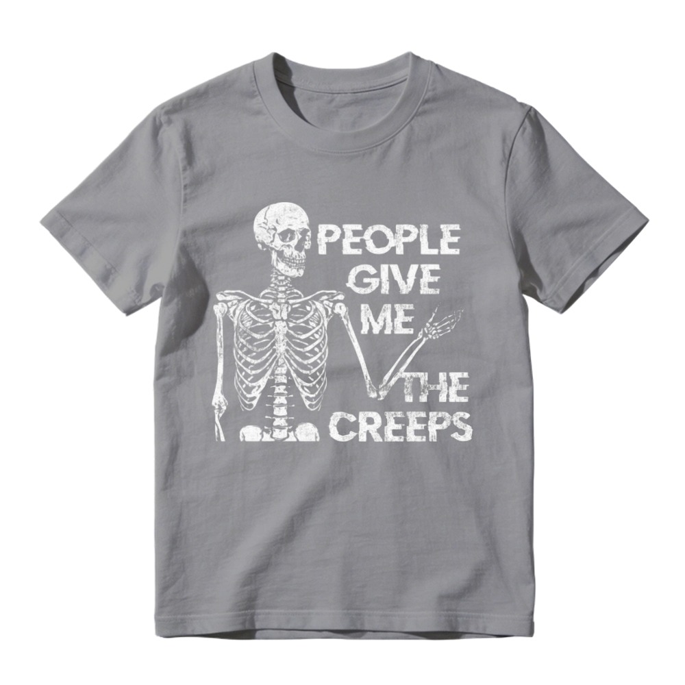 Skeleton Saying People Give Me The Creeps Funny Halloween Graphic T-shirt