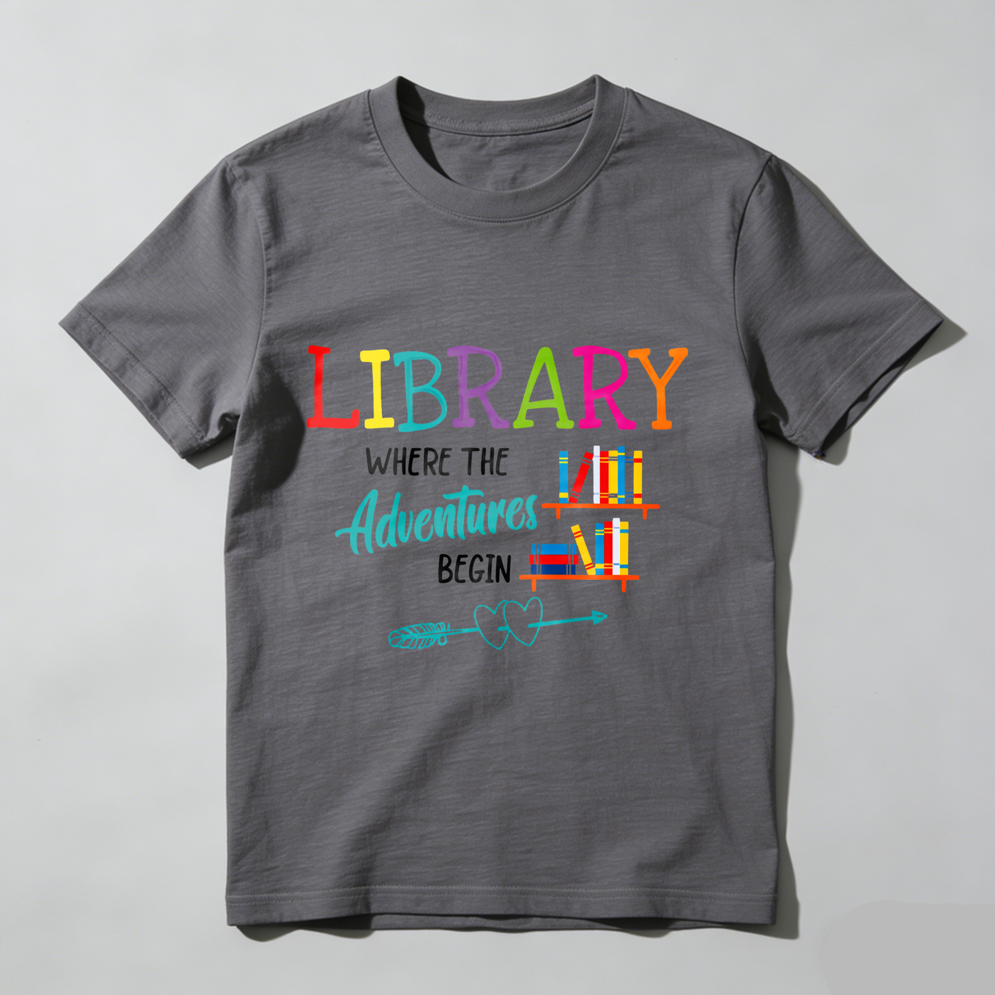 Wardrobecart Library Where The Adventures Begin Tshirt