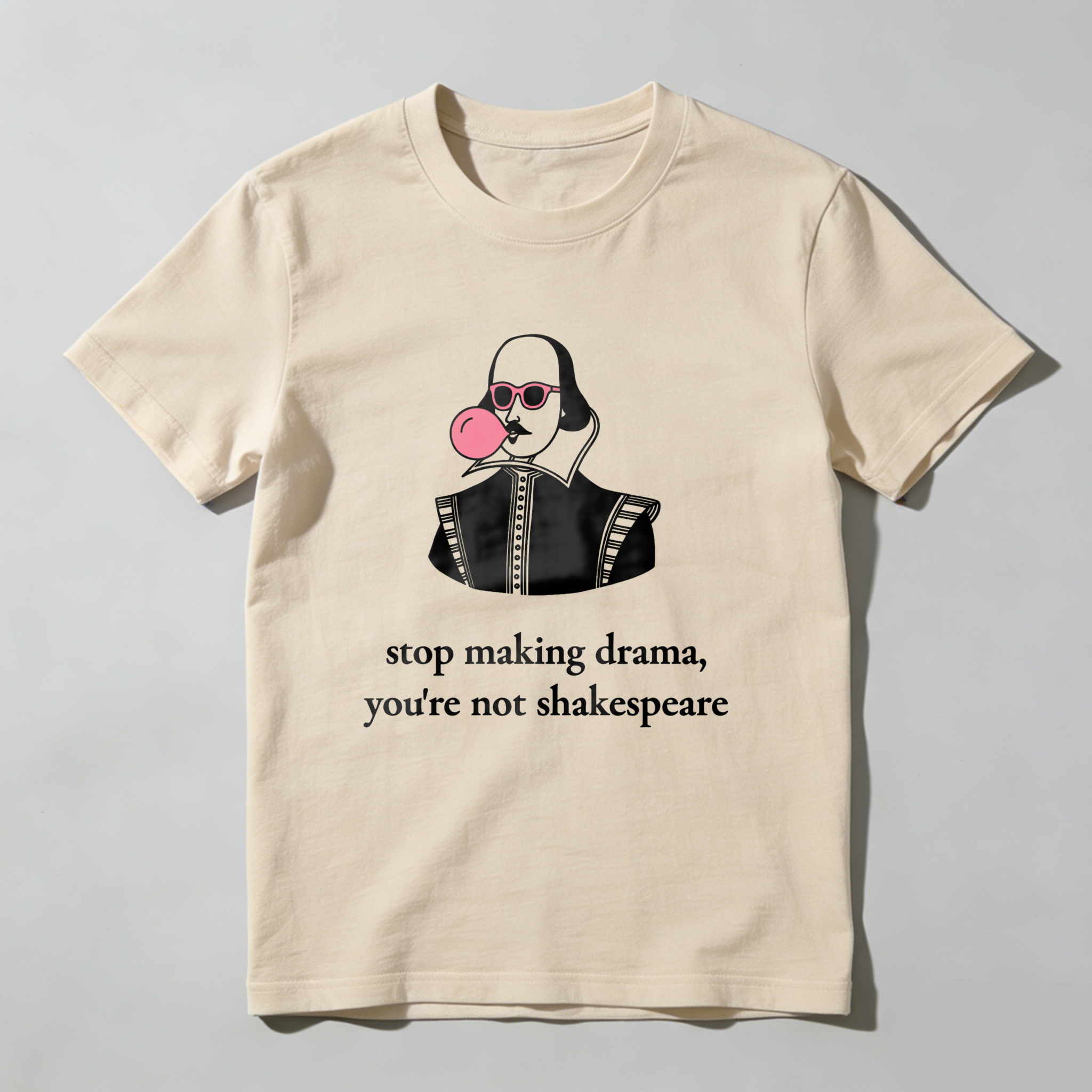 Wardrobecart Shakespeare With Pink Bubblegum And Sunglasses Tshirt