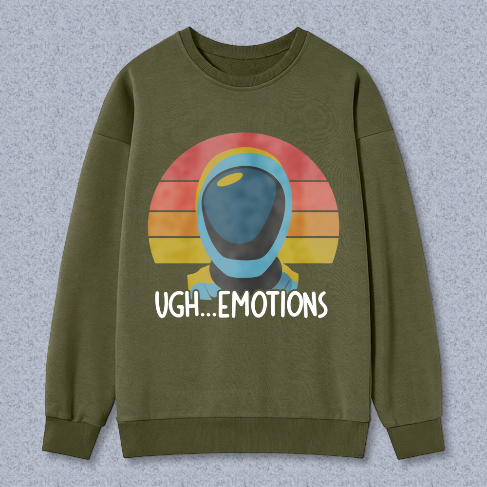 Wardrobecart Retro Astronaut With Sunset Background And Text Ugh Emotions Unisex Classic Sweatshirt