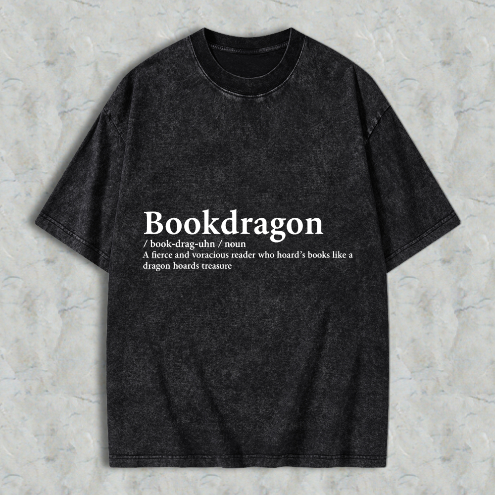 Wardrobecart Bookdragon Definition Unisex Washed T-shirt