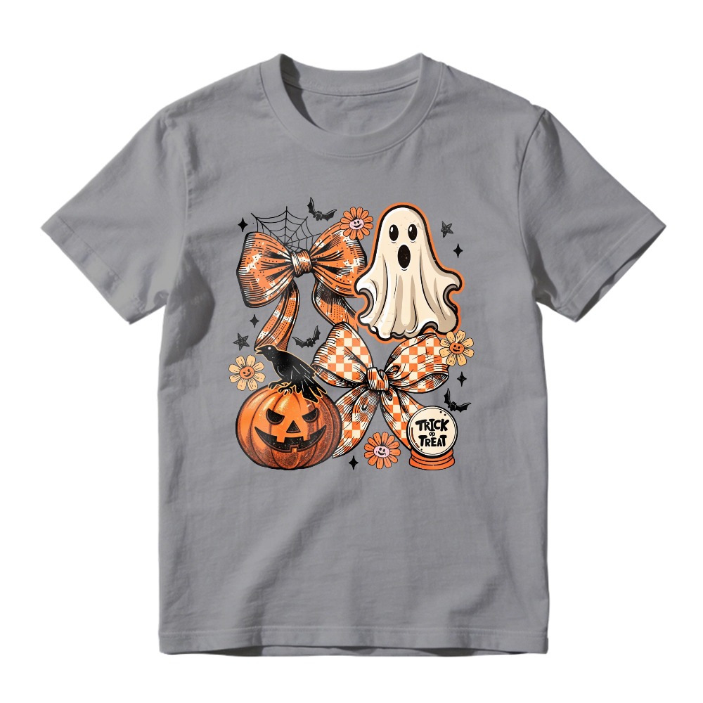 Halloween Ghost Pumpkin Bow Trick Or Treat Graphic, Unisex Classic T-shirt