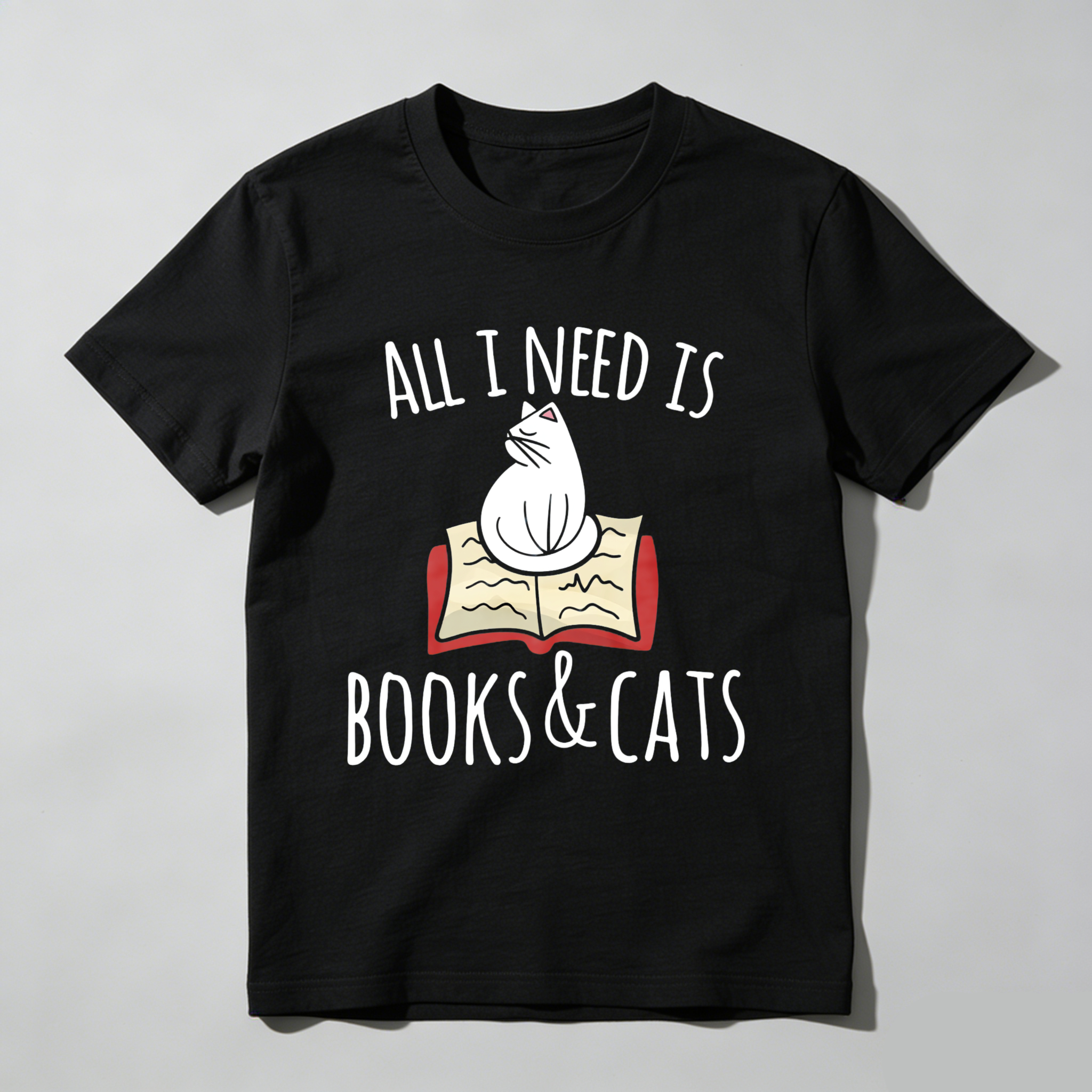 Wardrobecart All I Need Is Books And Cats Tshirt