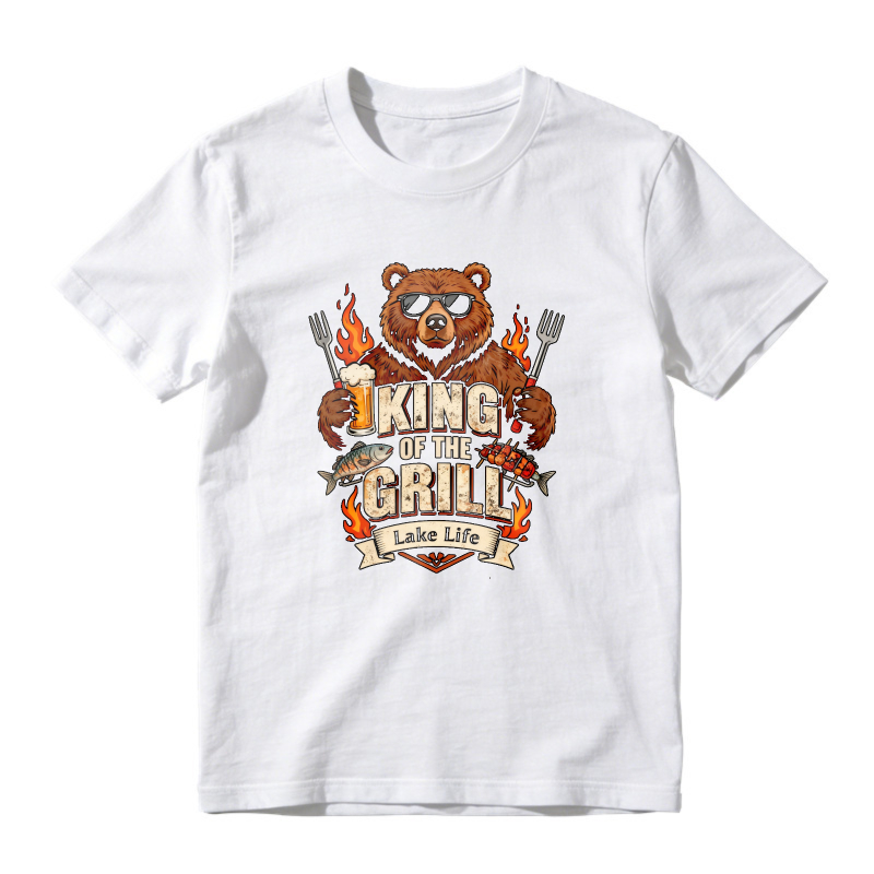 King Of The Grill Bear With Beer And Forks Lake Life Unisex Classic T-shirt