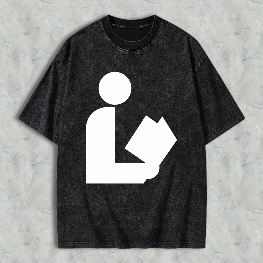 Wardrobecart Reading Person Icon Unisex Washed T-shirt