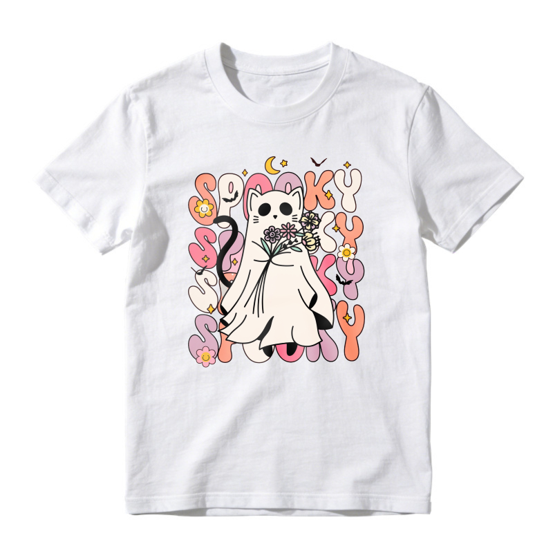 Spooky Kitty Cat Holding Flowers, Unisex Classic T-shirt