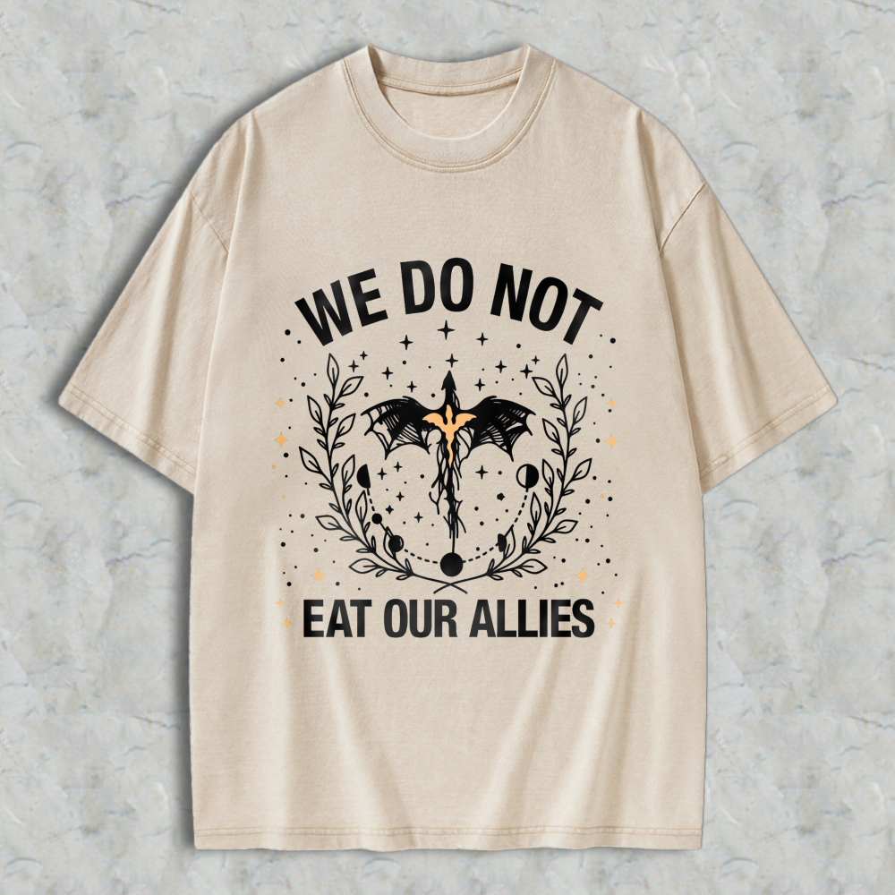 Wardrobecart We Do Not Eat Our Allies Bat And Laurel Wreath Design Unisex Washed T-shirt