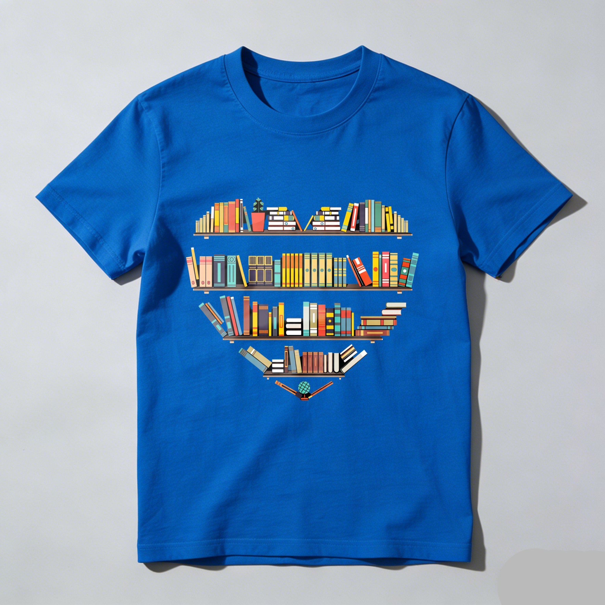 Wardrobecart Bookshelf Design With Colorful Books Tshirt