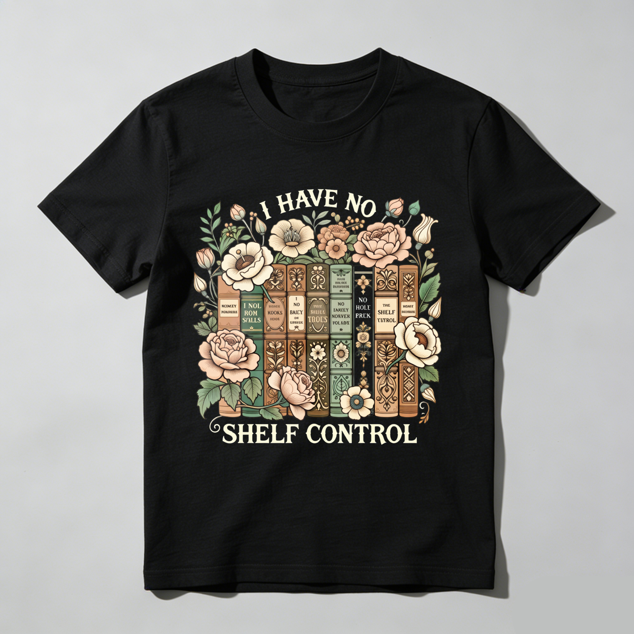 Wardrobecart Floral Bookshelf Design With Vintage Books And Roses Unisex Classic T-shirt