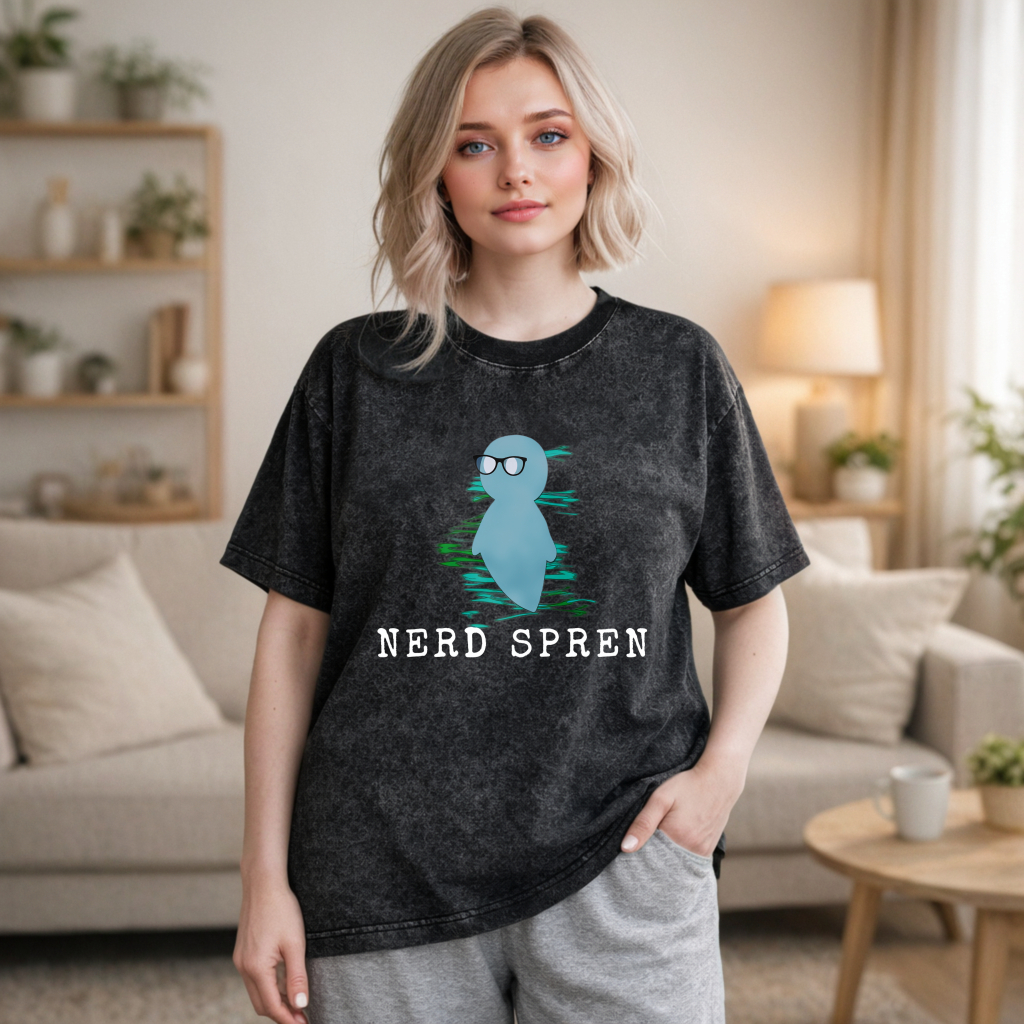 Wardrobecart Nerd Spren Character With Glasses And Water Ripple Effect Unisex Washed T-shirt