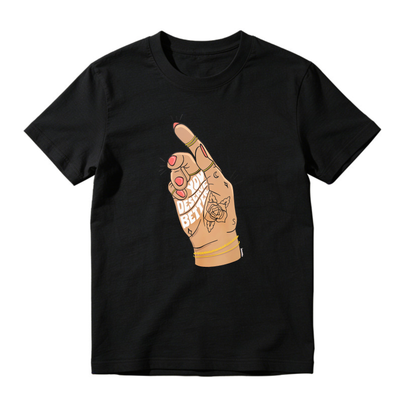 Hand With Rose Tattoo And Knuckle Text Graphic, Unisex Classic T-shirt
