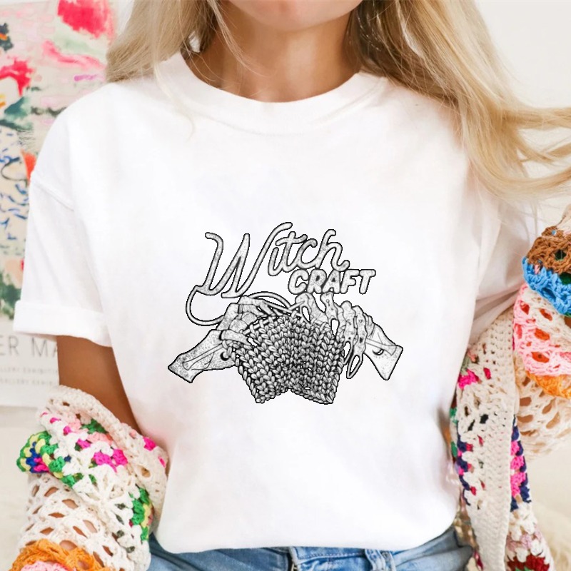 Witch Craft Typography With Hands Holding Woven Basket Graphic T-shirt
