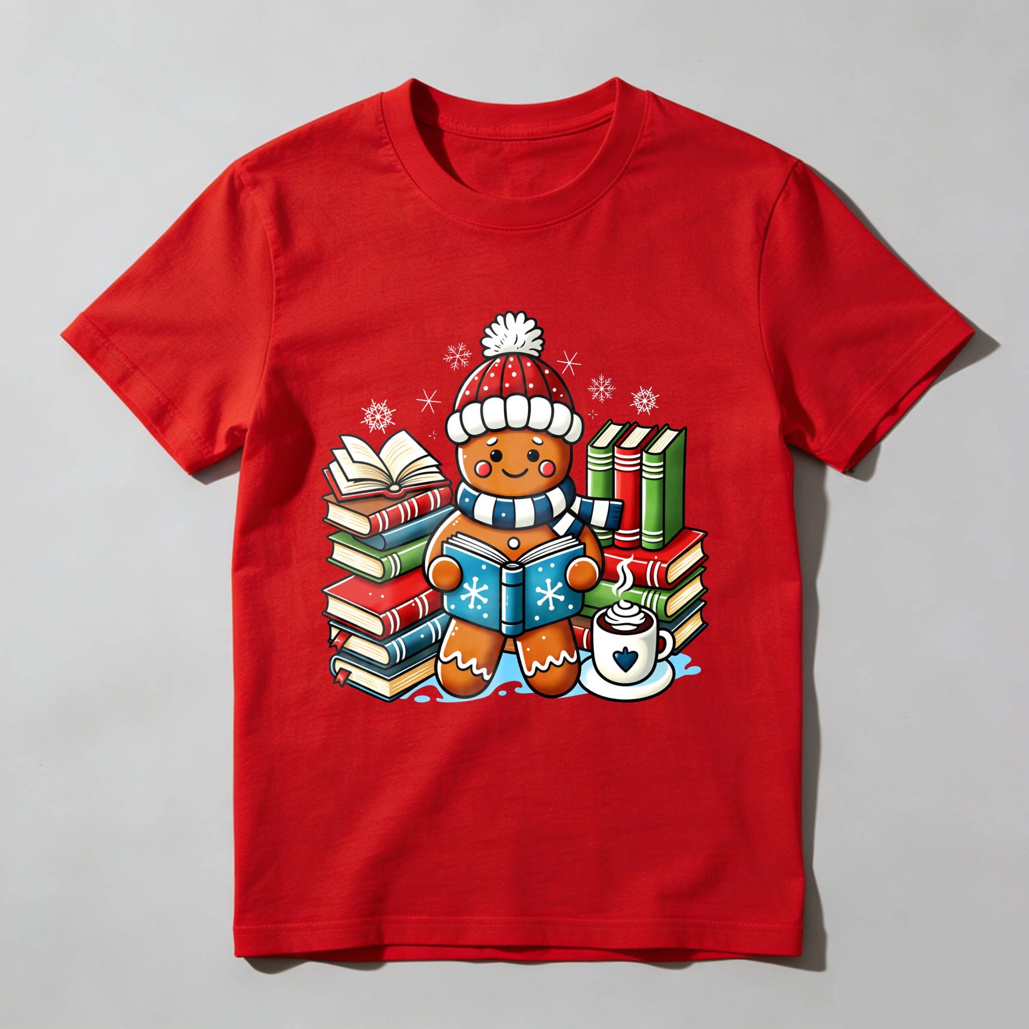 Wardrobecart Gingerbread Cookie Reading Books With Coffee Tshirt