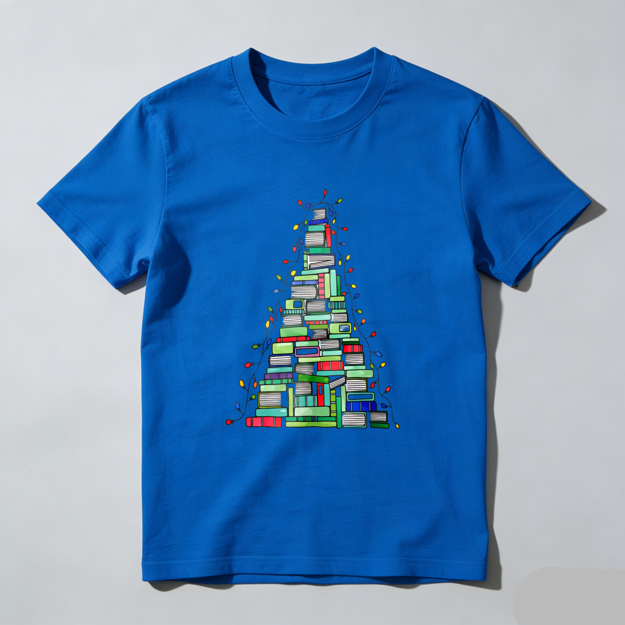 Wardrobecart Books Stacked Into Christmas Tree Shape Tshirt