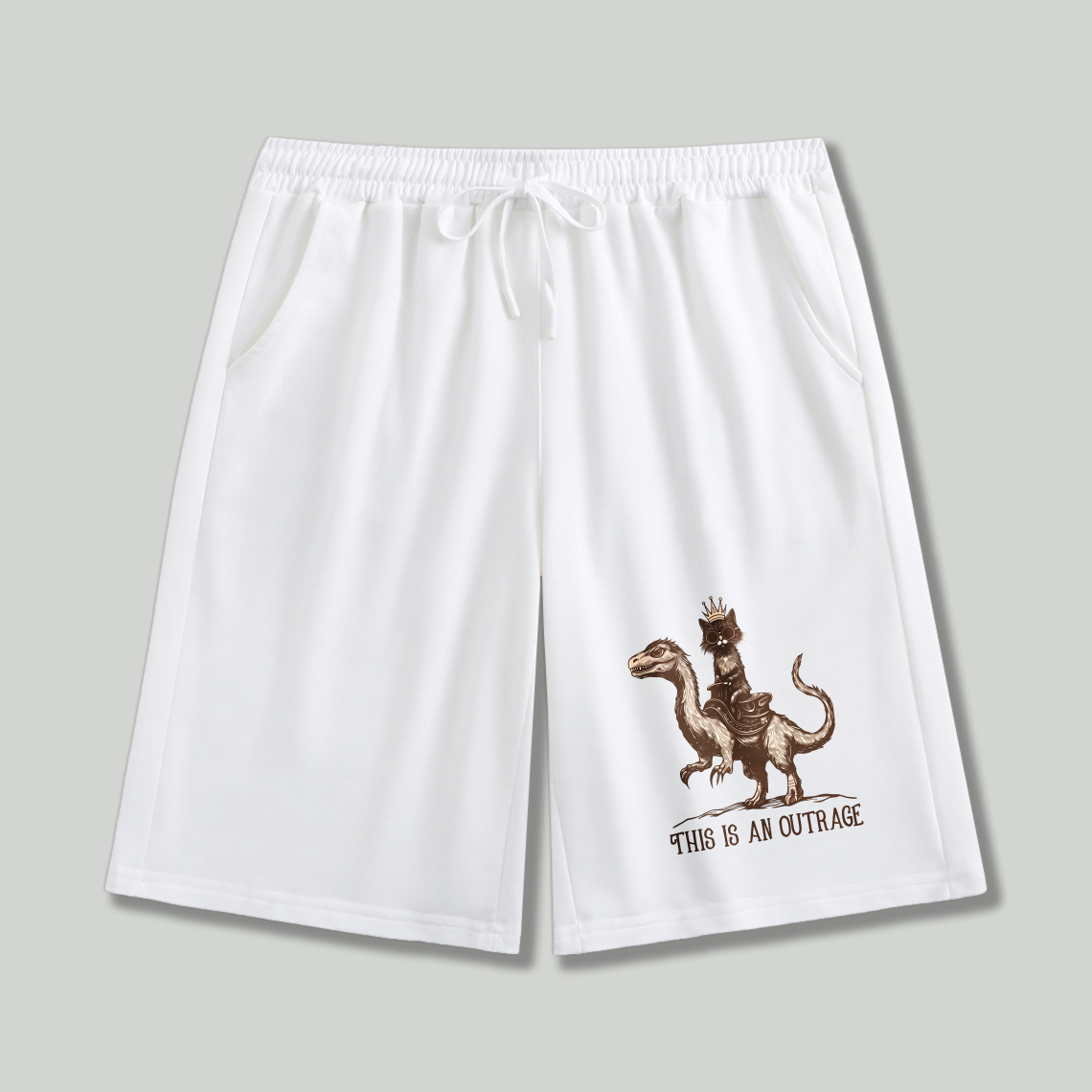Wardrobecart Dinosaur With Crown And Text This Is An Outrage Shorts