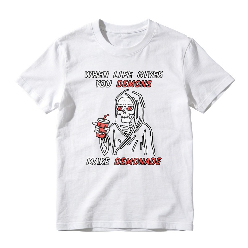 When Life Gives You Demons Make Demonade Funny Skeleton Graphic T-shirt