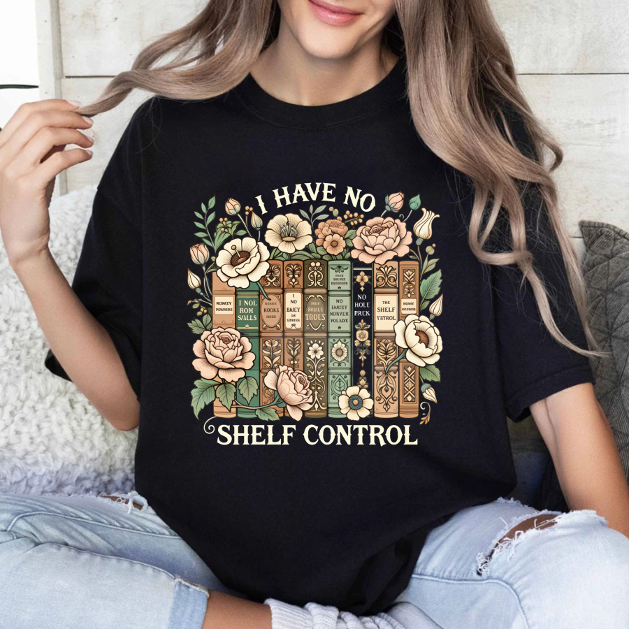 Wardrobecart Floral Bookshelf Design With Vintage Books And Roses Unisex Classic T-shirt