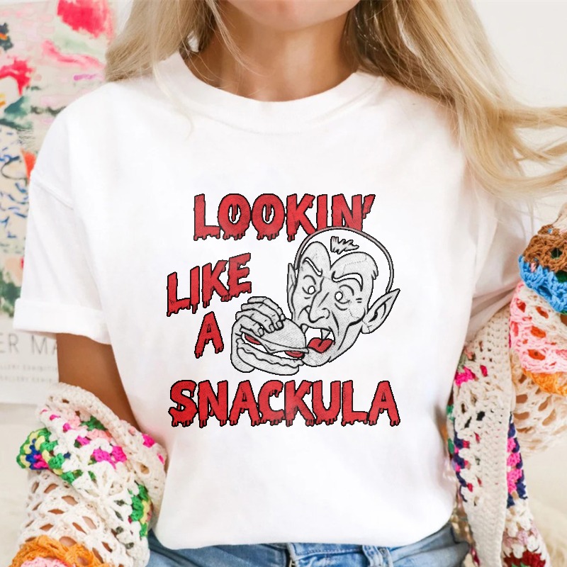 Lookin Like A Snackula Vampire Eating Sandwich Funny Halloween Graphic T-shirt