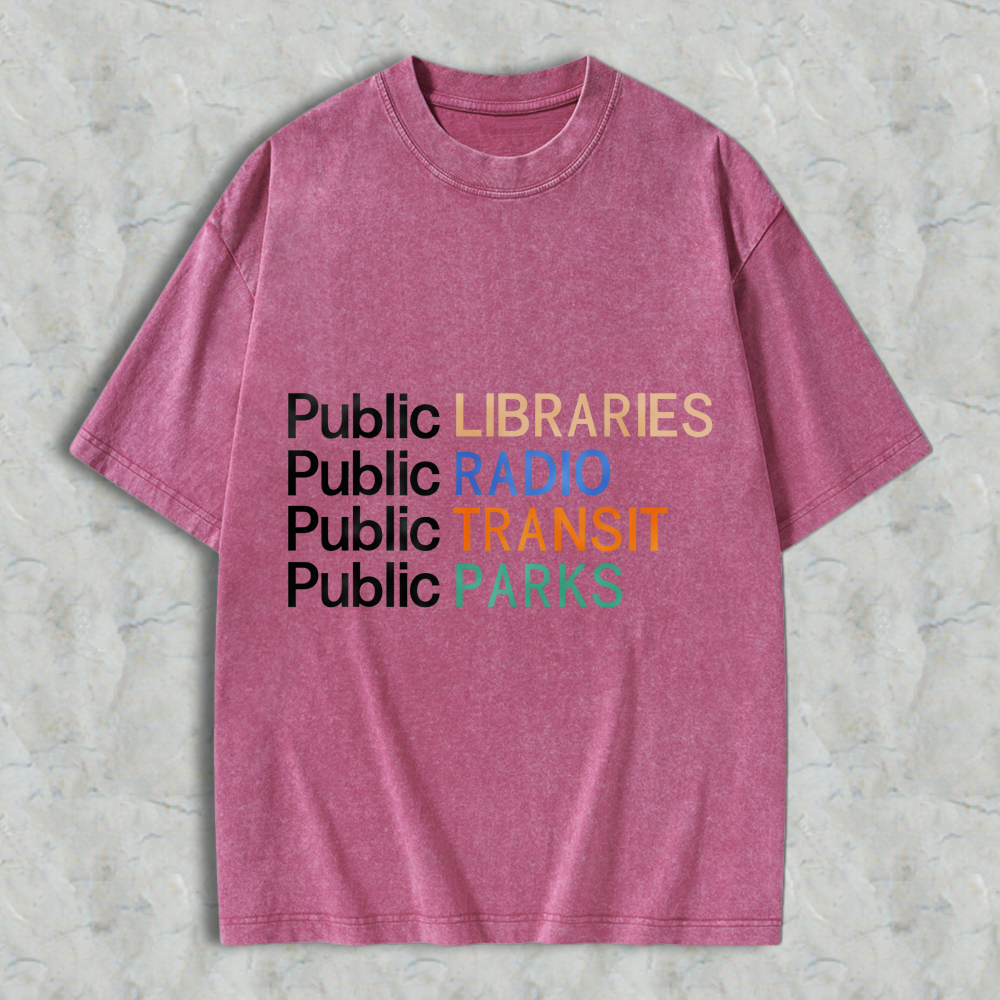 Wardrobecart Libraries Radio Transit Parks Public Unisex Washed T-shirt