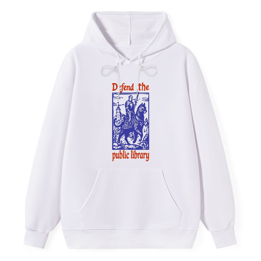 Wardrobecart Defend The Public Library Knight And Horse Design Unisex Classic Hoodie