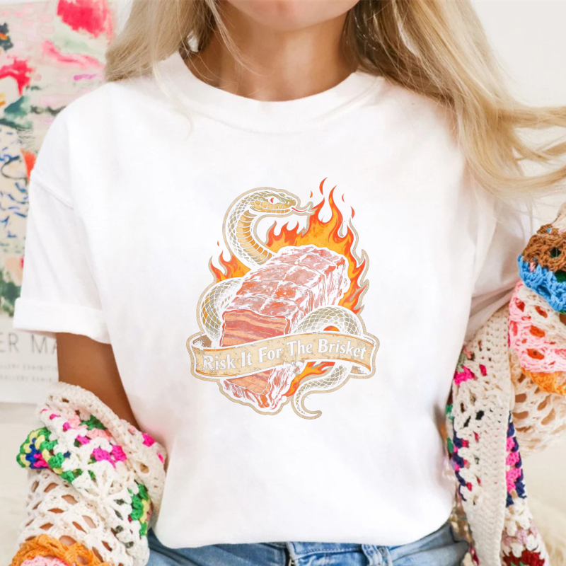 Risk It For The Brisket Snake And Fire Barbecue Graphic Unisex Classic T-shirt