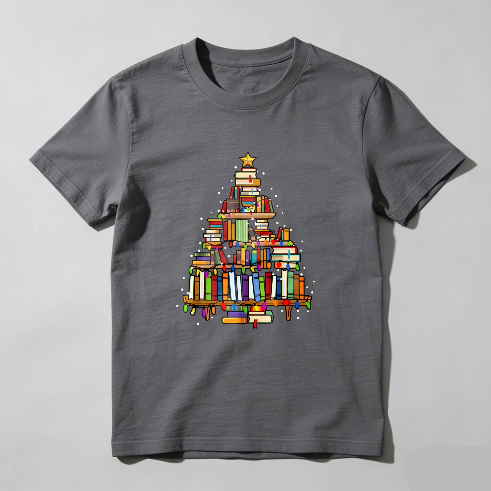 Wardrobecart Books Form Christmas Tree Pattern Tshirt