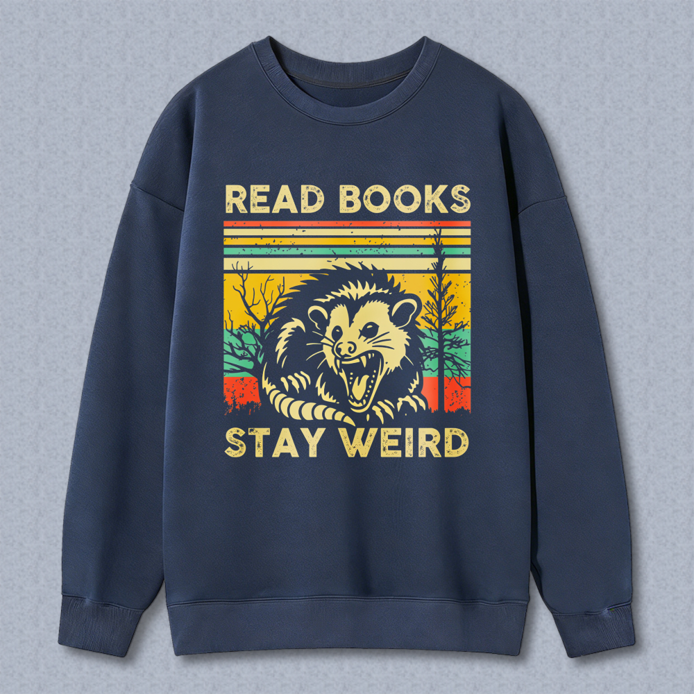 Wardrobecart Read Books Stay Weird Dragon Design Unisex Classic Sweatshirt