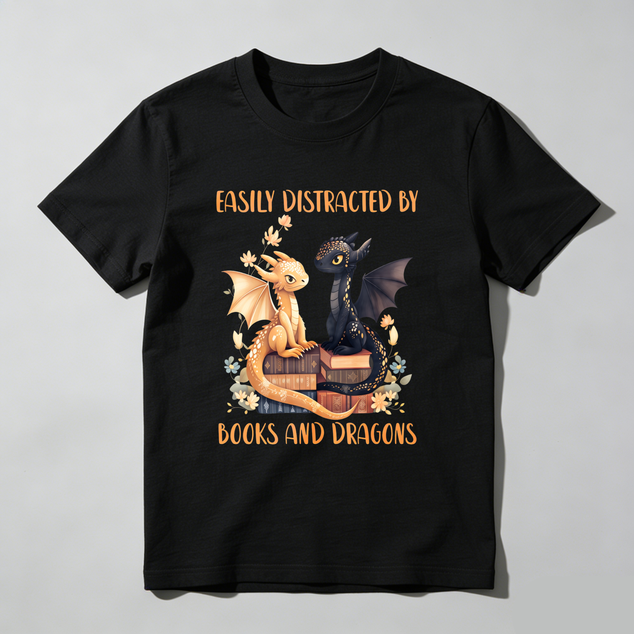 Wardrobecart Easily Distracted By Books And Dragons Tshirt