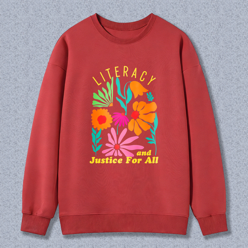 Wardrobecart Literacy And Justice For All Floral Design Unisex Classic Sweatshirt