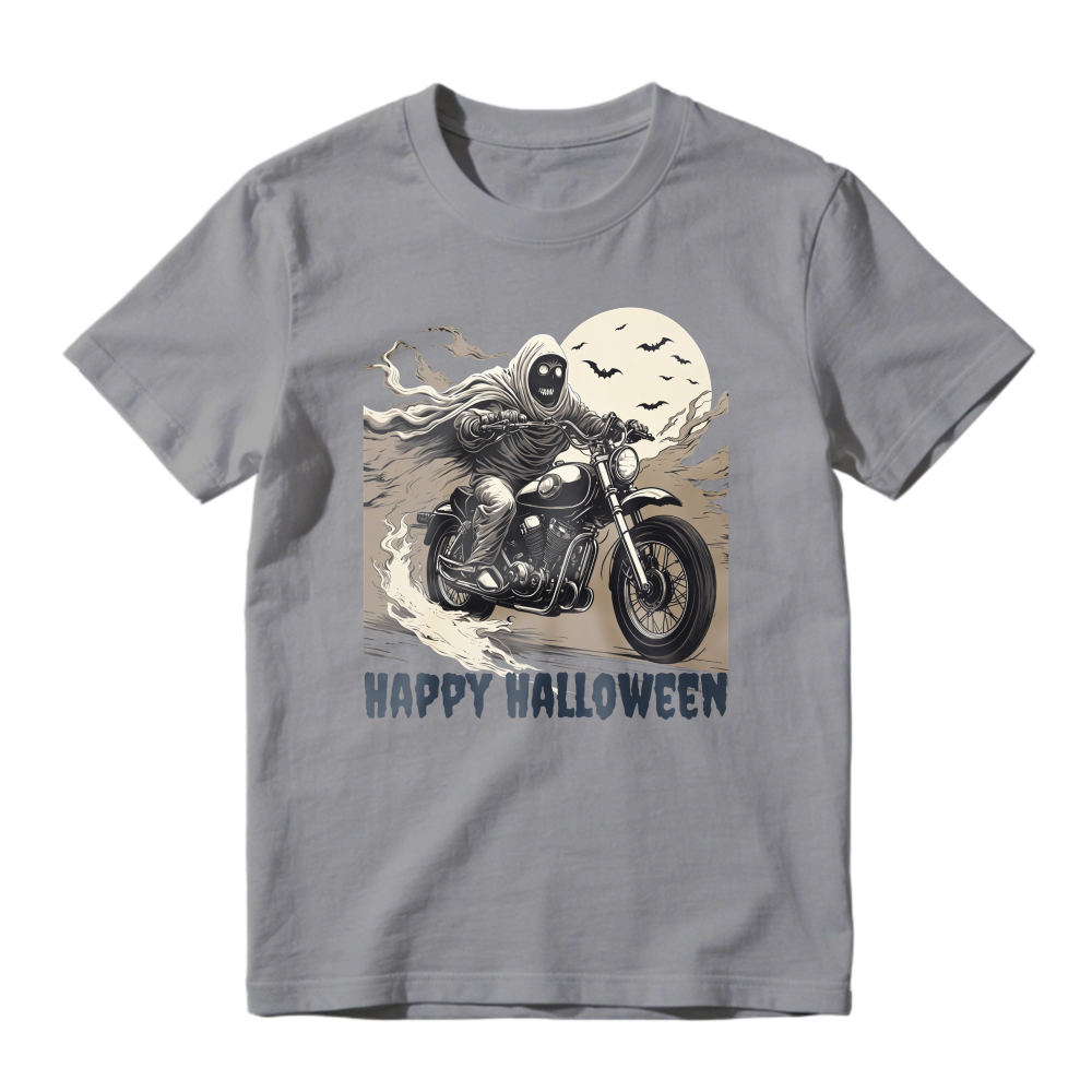 Grim Reaper Motorcycle Moon Bats Happy Halloween Unisex Classic T-shirt