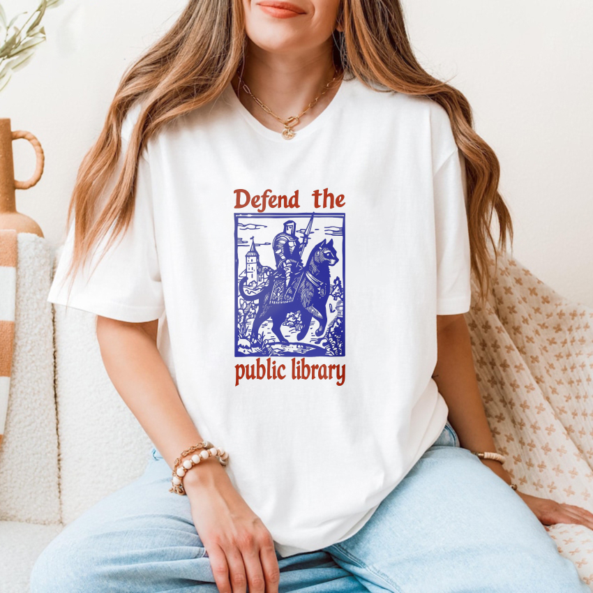 Wardrobecart Defend The Public Library Knight On Horse tshirt